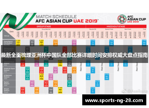 最新全面梳理亚洲杯中国队全部比赛详细时间安排权威大盘点指南 最新全面梳理亚洲杯中国队全部比赛详细时间安排权威大盘点指南